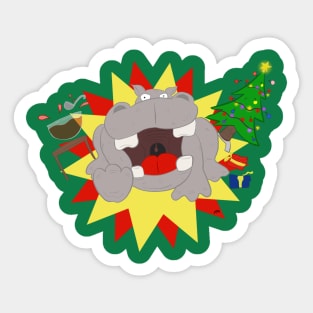 Christmas Hippopotamus Gone Wild! Sticker